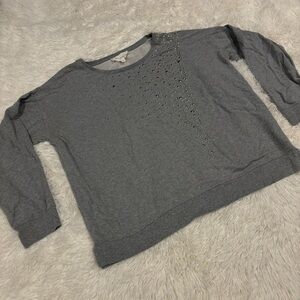 Two by Vince Camuto gray long sleeve silver studded oversized pull over size XL